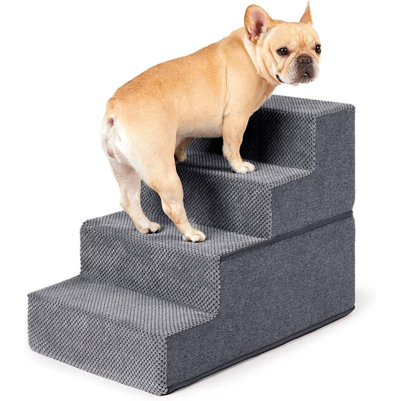 Tucker Murphy Pet Dog Stairs For Small Dogs 4 Step Dog Stairs For High Beds And Couch Folding Pet Steps For Small Dogs And Cats And High Bed Climbing Non Slip Balanced Dog Indoor
